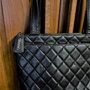CHANEL Black Quilted Tote Bag